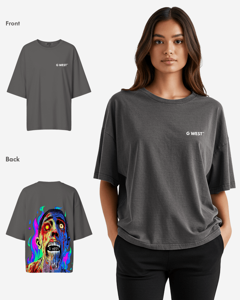 G West Oversized Flaming Zombie Tee -WOMEN