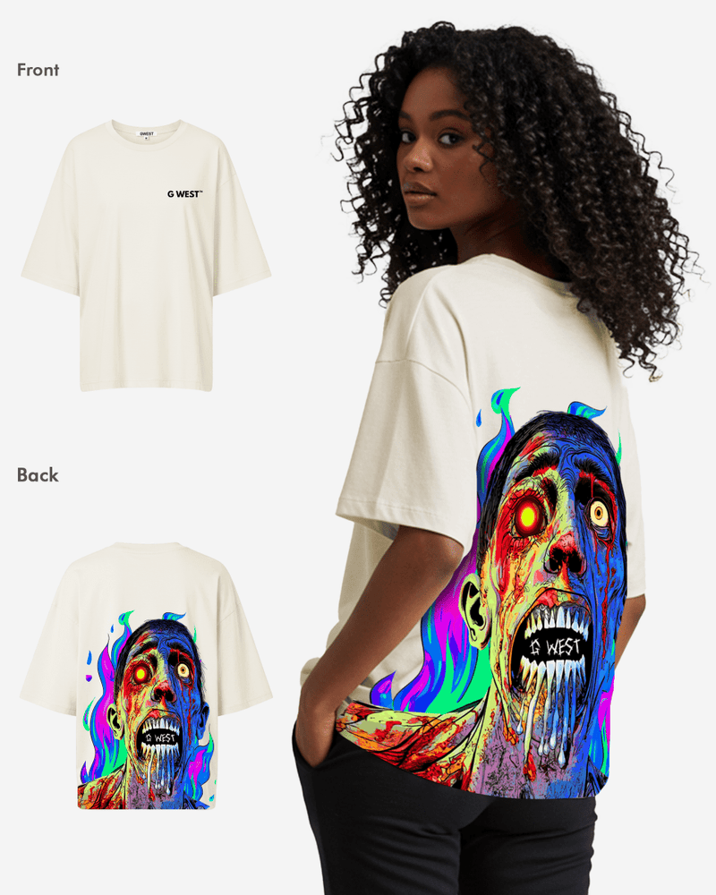G West Oversized Flaming Zombie Tee -WOMEN