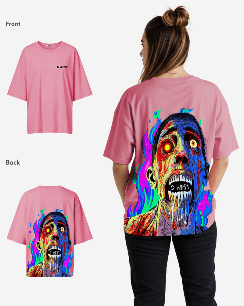 G West Oversized Flaming Zombie Tee -WOMEN