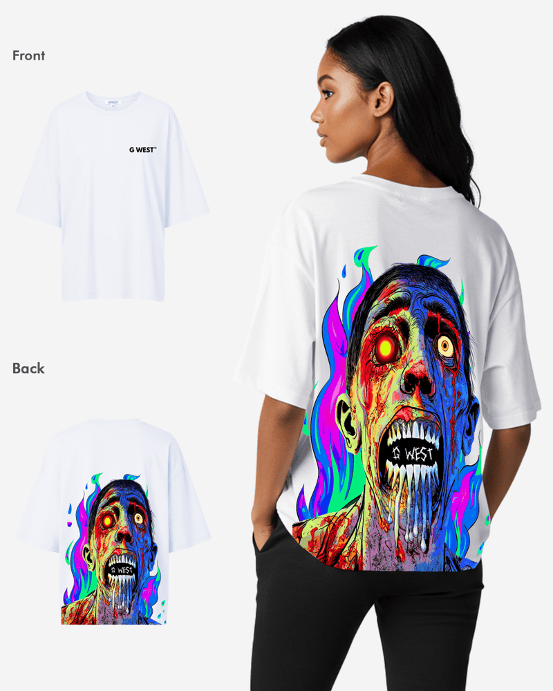 G West Oversized Flaming Zombie Tee -WOMEN