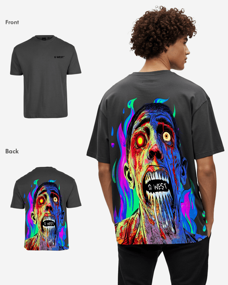 G West Oversized Flaming Zombie Tee