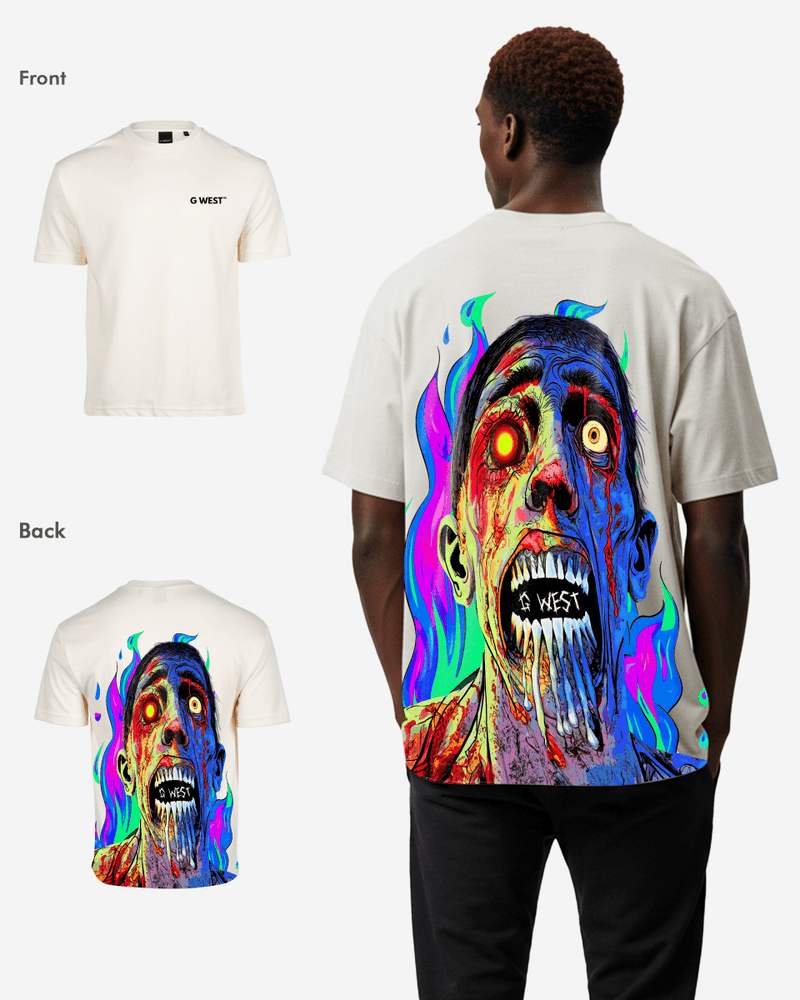 G West Oversized Flaming Zombie Tee