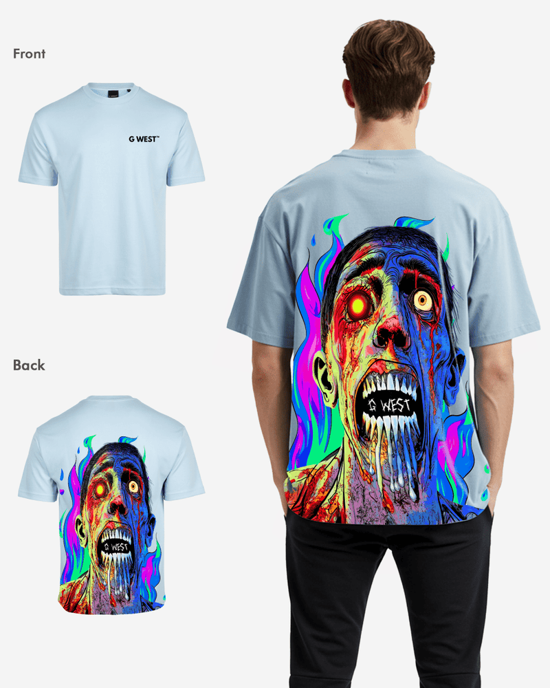 G West Oversized Flaming Zombie Tee