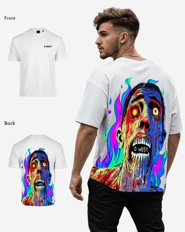 G West Oversized Flaming Zombie Tee