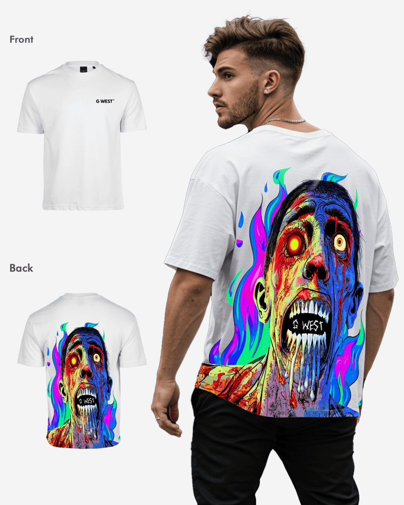 G West Oversized Flaming Zombie Tee
