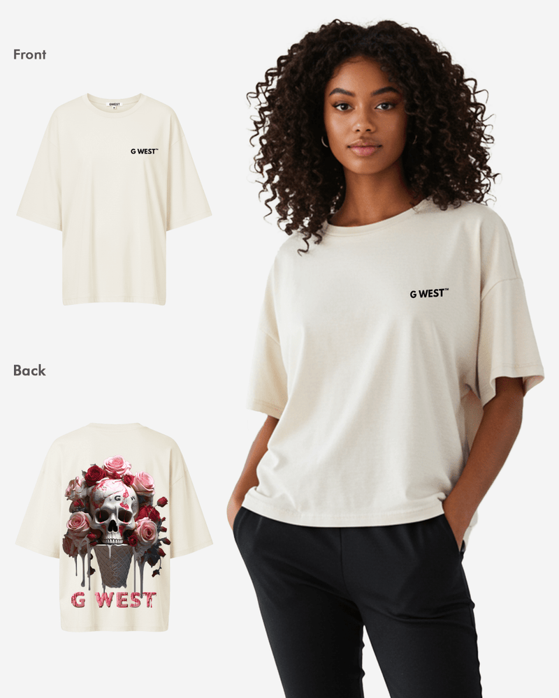G West Oversized Ice Cream Skull Tee -WOMEN