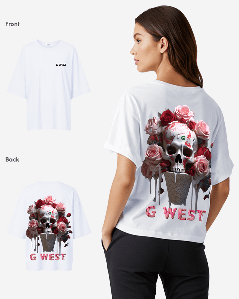G West Oversized Ice Cream Skull Tee -WOMEN