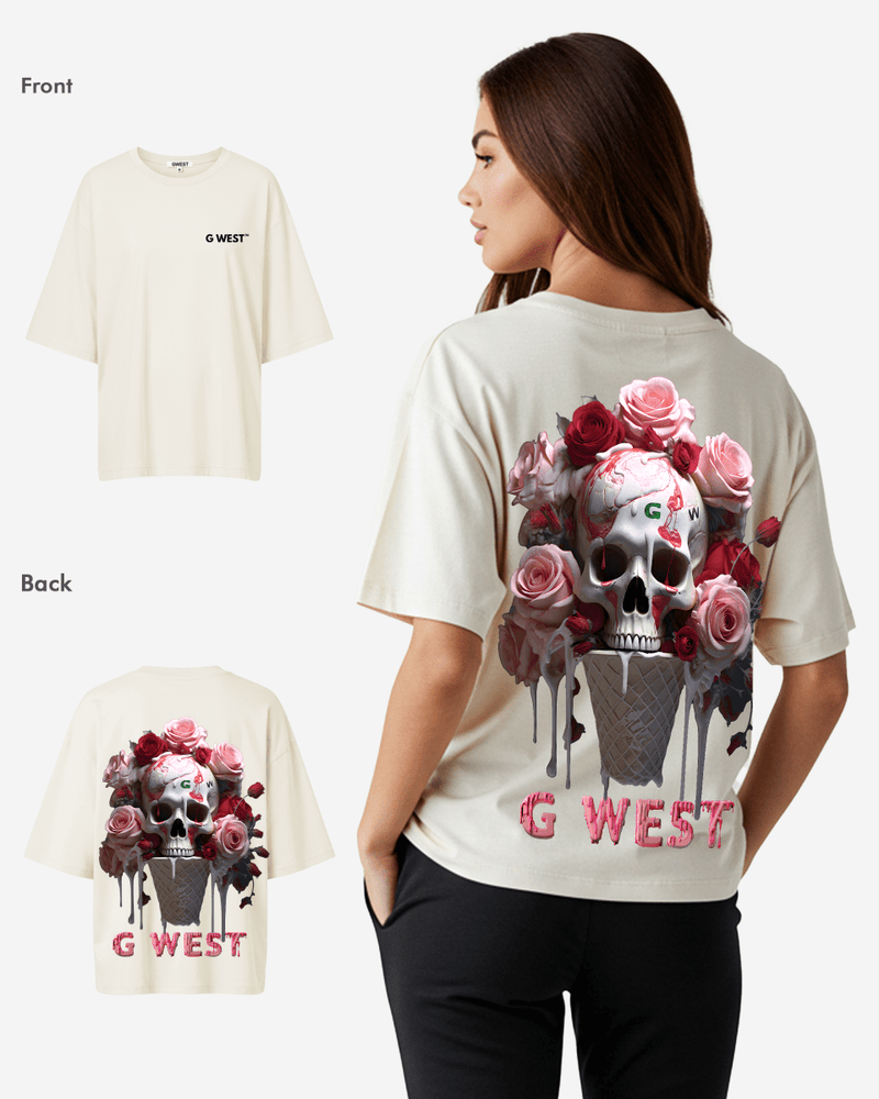 G West Oversized Ice Cream Skull Tee -WOMEN