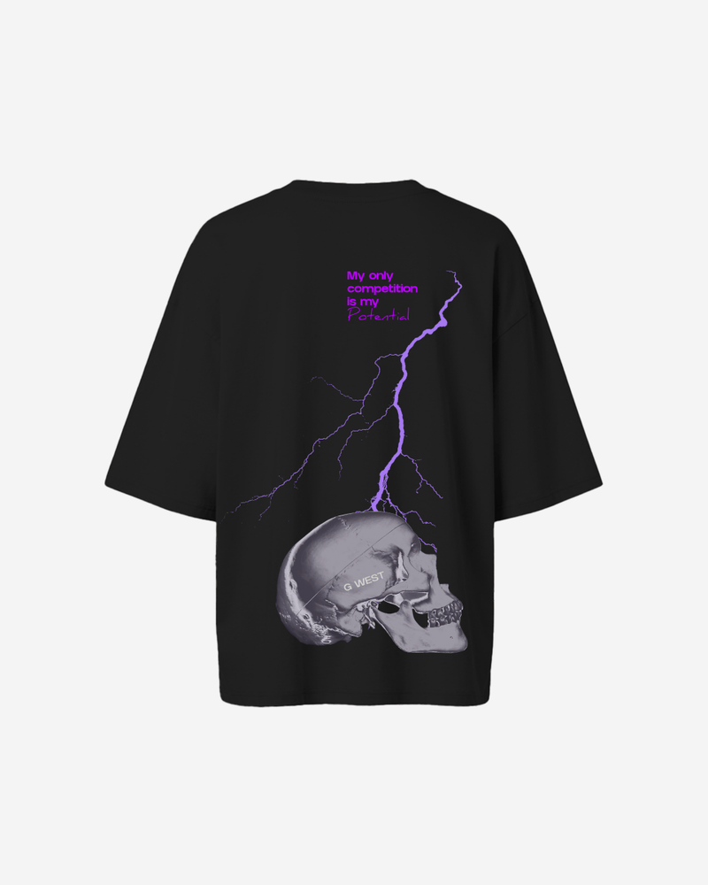 G West Oversized Lighting Skull Tee - Women