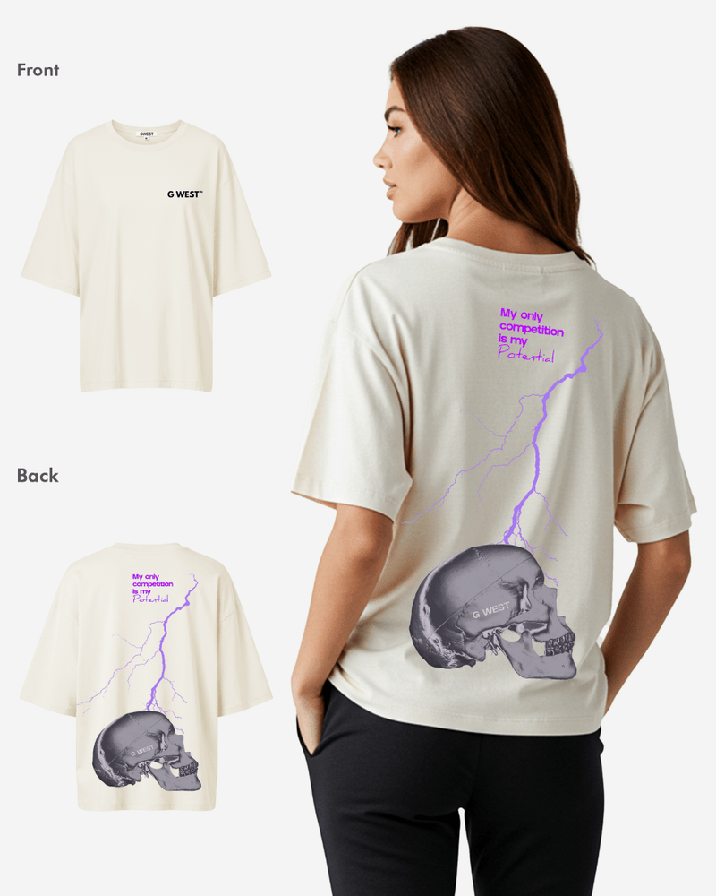 G West Oversized Lighting Skull Tee - Women