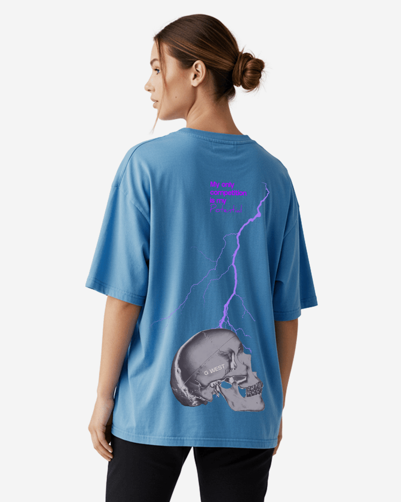 G West Oversized Lighting Skull Tee - Women