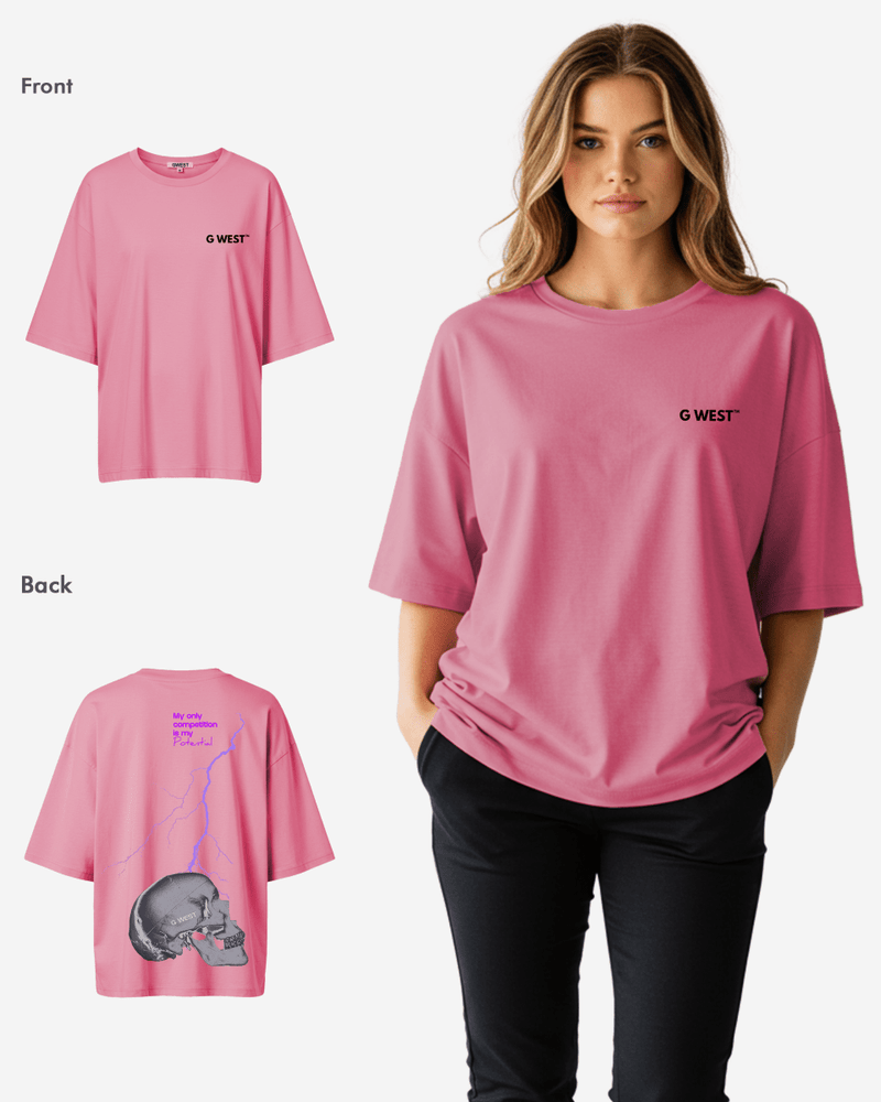 G West Oversized Lighting Skull Tee - Women