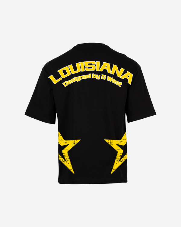 G West Oversized Louisiana Arch Logo Black Tee