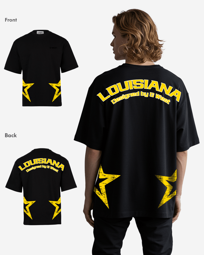 G West Oversized Louisiana Arch Logo Black Tee