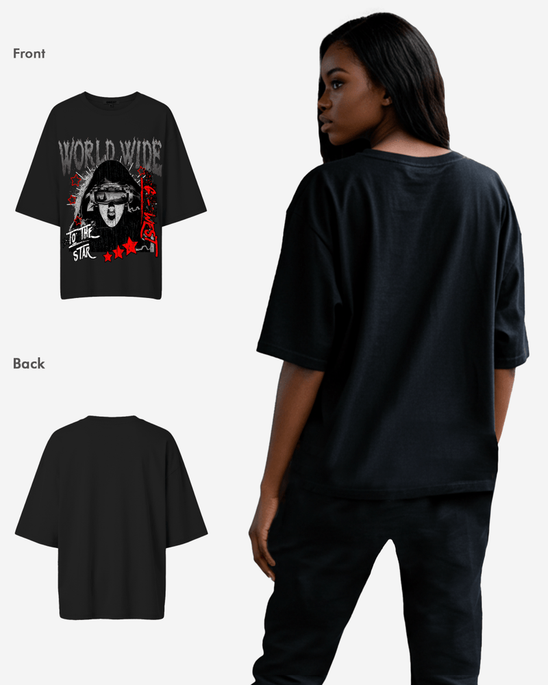 G West Oversized Old World Wide Star T Shirt -WOMEN