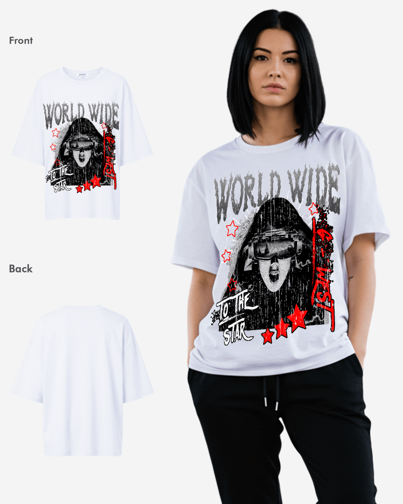 G West Oversized Old World Wide Star T Shirt -WOMEN