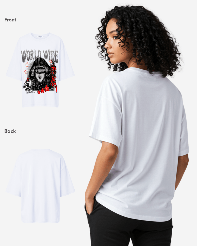 G West Oversized Old World Wide Star T Shirt -WOMEN