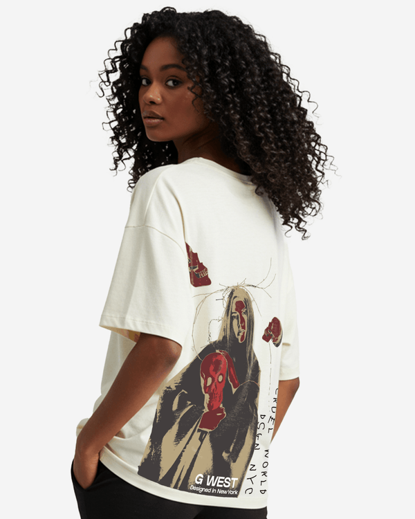 G West Oversized Red Skull Tee - Women