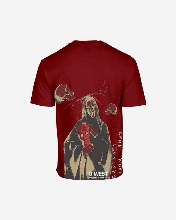 G West Oversized Red Skull Tee