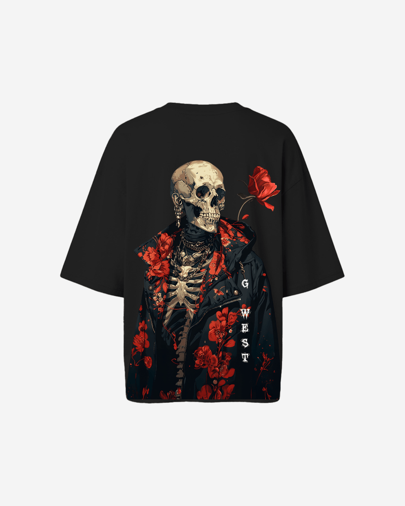 G West Oversized Skull & Rose T Shirt -WOMEN