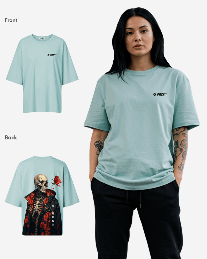 G West Oversized Skull & Rose T Shirt -WOMEN