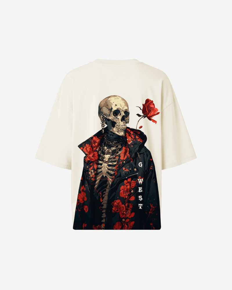 G West Oversized Skull & Rose T Shirt -WOMEN