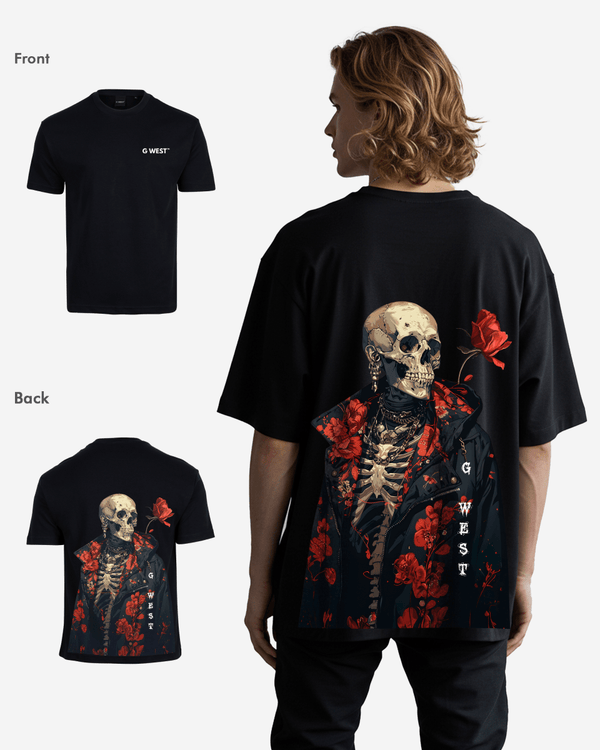 G West Oversized Skull & Rose T Shirt