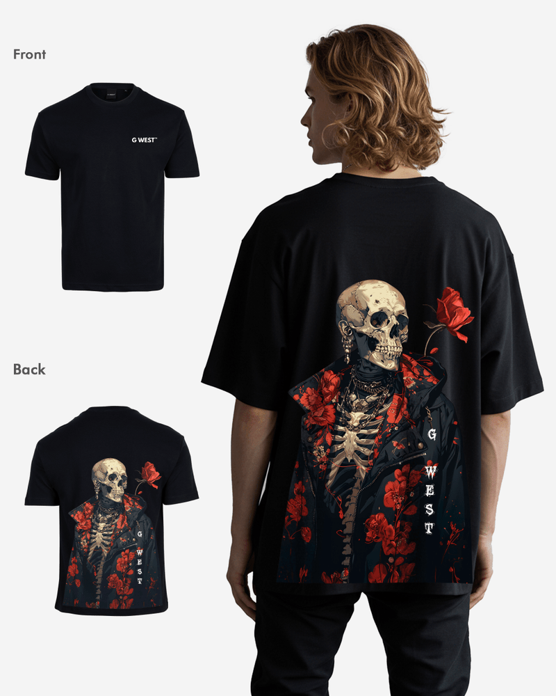 G West Oversized Skull & Rose T Shirt