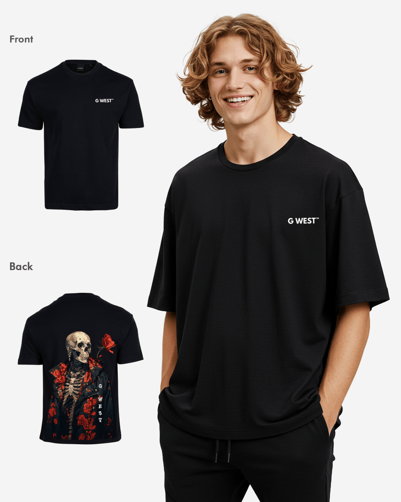 G West Oversized Skull & Rose T Shirt