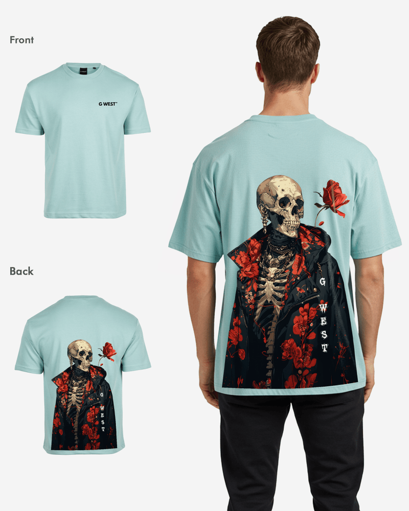 G West Oversized Skull & Rose T Shirt
