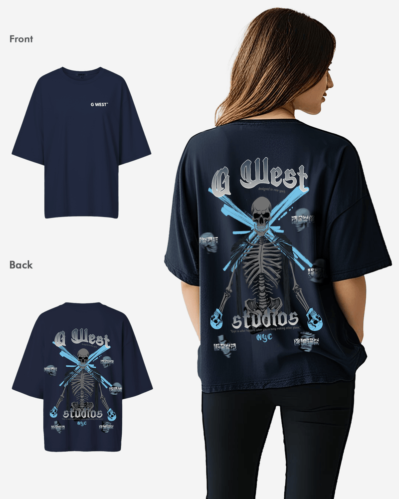 G West Oversized Skull Tee -WOMEN