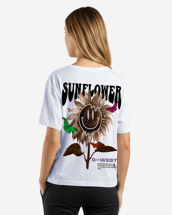 G West Oversized Sunflower Life Style T Shirt - WOMEN
