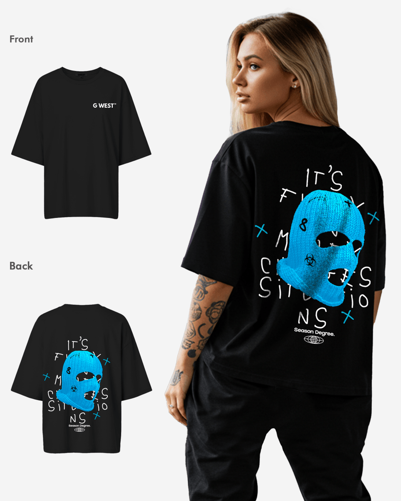 G West Oversized True Blue Ski Mask Oversized Tee -WOMEN
