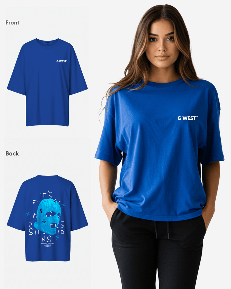 G West Oversized True Blue Ski Mask Oversized Tee -WOMEN