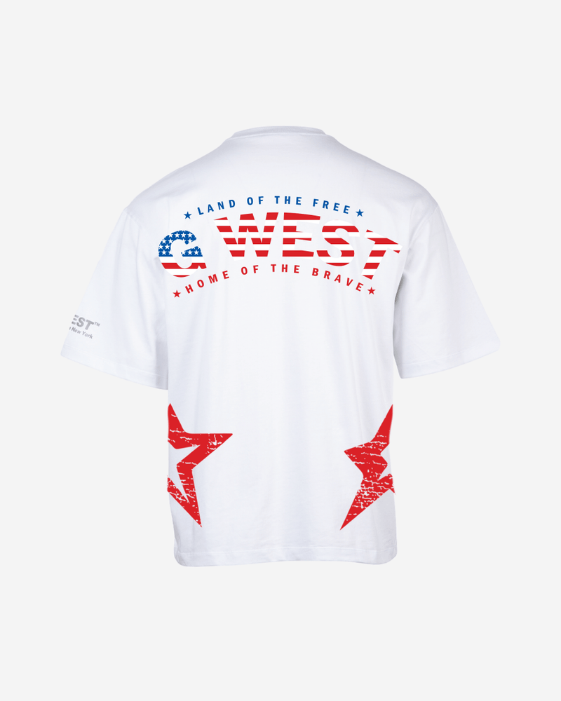 G West Oversized Usa Flag Arch Logo Tee