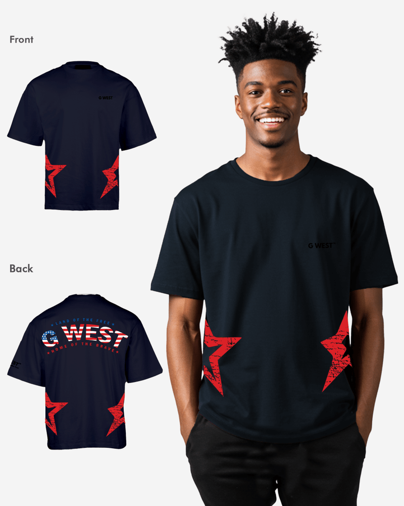 G West Oversized Usa Flag Arch Logo Tee