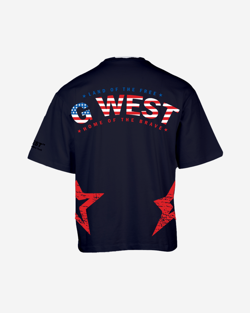 G West Oversized Usa Flag Arch Logo Tee