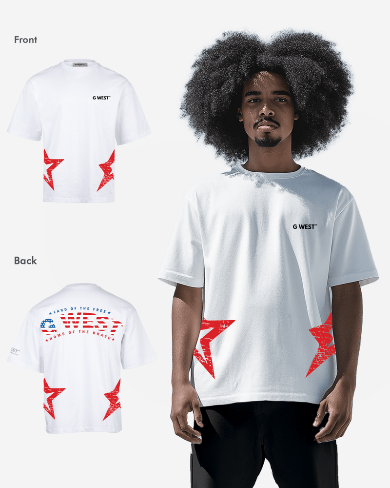 G West Oversized Usa Flag Arch Logo Tee