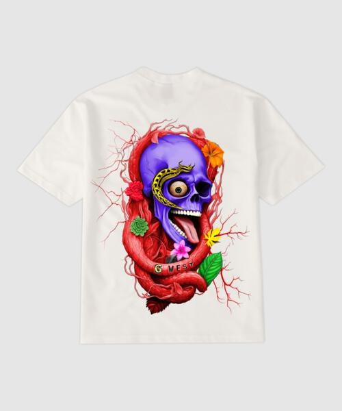 G West Oversized Premium Snake Skull T-Shirt - Gwgtl7005 - 5 Colors